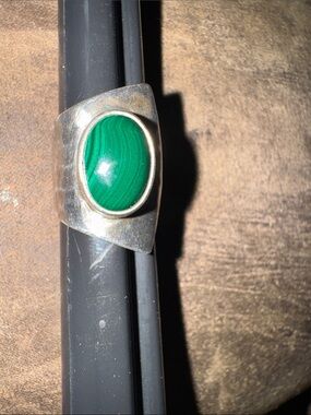 Vintage Signed DDD Sterling Silver .925 Mexico Malachite Ring Size 6